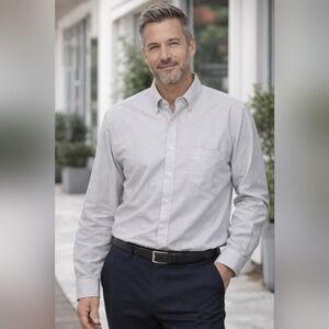 Men's Aigner Light Gray Button Down Shirt Classic   Menswear Large